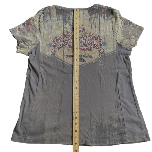 Plus Size Cowgirl Distressed Rhinestone Rodeo Western Graphic T Stampede Sz 1X - Picture 12 of 15